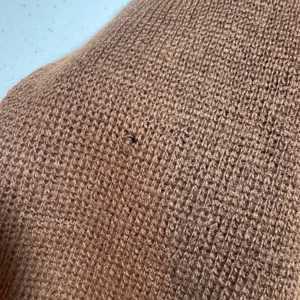 Vintage Cottagecore Floral Virgin Wool Cardigan M Brown Grandma Sweater Flawed - Picture 7 of 14
